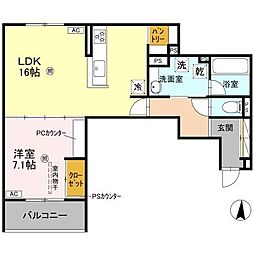 豊中市中桜塚1丁目アパート 1LDKの間取図画像