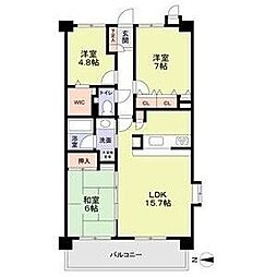 プレリオン豊中中桜塚 3LDKの間取図画像