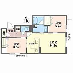 ラ カーサ 和 2LDKの間取図画像