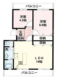 隆豊ハイツ 2LDKの間取図画像