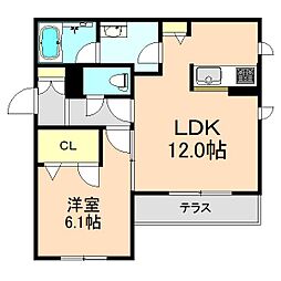 豊中シャーメゾンSK 1LDKの間取図画像