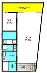 ワイズフラット 1LDKの間取図画像