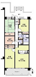 ヒルズ金剛寺池壱番館D棟 3SLDKの間取図画像