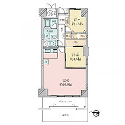 メロディーハイム大日 2LDKの間取図画像