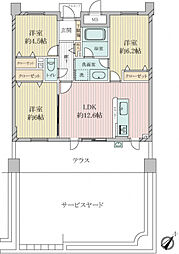 プレステ15番館鶴見緑地 3LDKの間取図画像