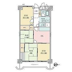 鶴見緑地コーポ南棟 4DKの間取図画像