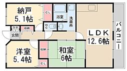 ルミエール多田 2SLDKの間取図画像