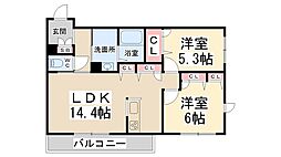 カスケードレジデンス 2LDKの間取図画像
