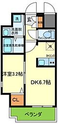 ONLYONEキセラタウンII 1DKの間取図画像