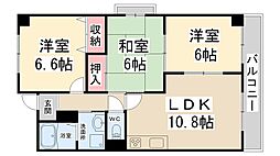 エーデル雲雀丘三番館 3LDKの間取図画像