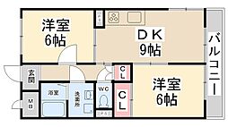 シャトレー多田 2DKの間取図画像