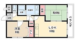 ビラ・エトワール 2LDKの間取図画像