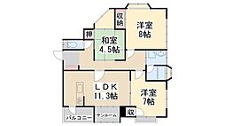 ガーデンベルB棟 3LDKの間取図画像