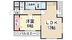 カーサ・デ・フローレス 1LDKの間取図画像