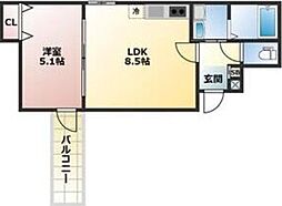 池田市神田1丁目アパート 1LDKの間取図画像