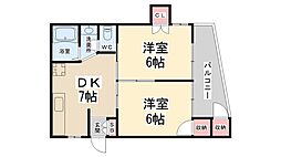 サンハイツタダ 2DKの間取図画像