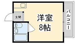 川西ハイツ ワンルームの間取図画像