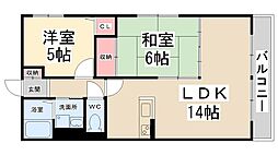 クレセール山本 2LDKの間取図画像