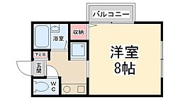 ハイツ山之内 1Kの間取図画像