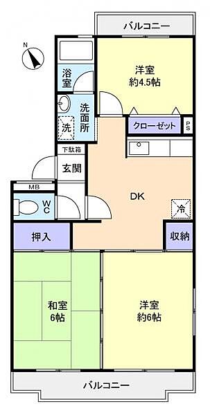 サンドリーヌ ｜千葉県八千代市大和田(賃貸マンション3DK・2階・53.82㎡)の写真 その3