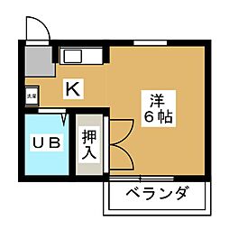 シャルマンハウス石田1号館 ワンルームの間取図画像
