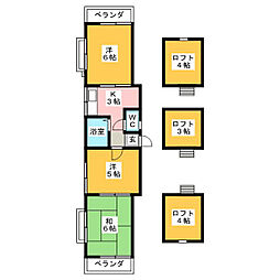 弐分方アパート 2階3Kの間取り
