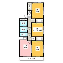 メゾンクレール 3DKの間取図画像