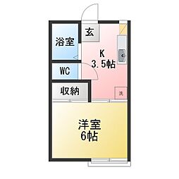 第5グリーンハイツ 1Kの間取図画像