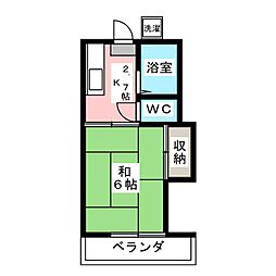 コーポ'87 1Kの間取図画像