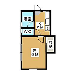 コーポ、ルミエール 1Kの間取図画像