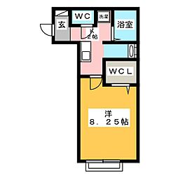 アルカサール2 1Kの間取図画像