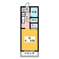 犬目学生マンション ワンルームの間取図画像