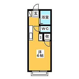 ジュネス1 ワンルームの間取図画像
