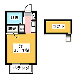 第2サンハイツ山本 ワンルームの間取図画像