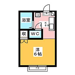 エステートピアむさしの ワンルームの間取図画像