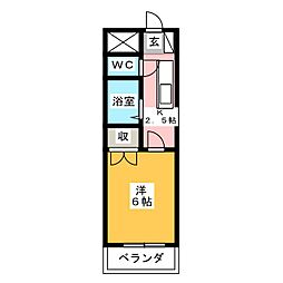 ヒルズL・R 1Kの間取図画像