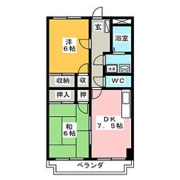 リバーサイド西八王子 2DKの間取図画像