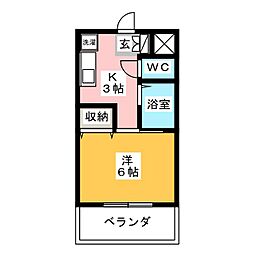 フェイムドゥボウ 1Kの間取図画像