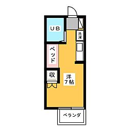 キャンパスクルー ワンルームの間取図画像