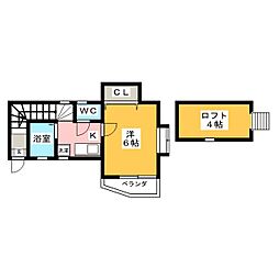 テイクコート平山城祉 1Kの間取図画像