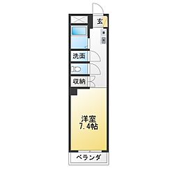 第一キクヤビル ワンルームの間取図画像