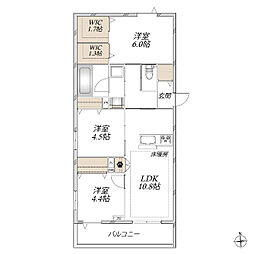 オカバ八王子堀之内ヘーベルメゾン 3LDKの間取図画像