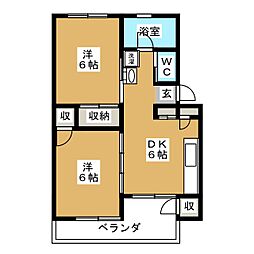 エレガント 2DKの間取図画像