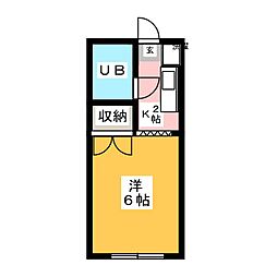 グリーンビュー若葉 1Kの間取図画像