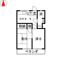 中野コーポラス 2DKの間取図画像