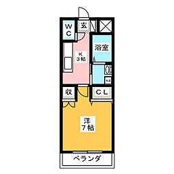 ミハルヒルズ 1Kの間取図画像