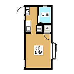クレヨンハウス ワンルームの間取図画像