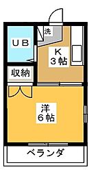 フォレストサイド 1Kの間取図画像