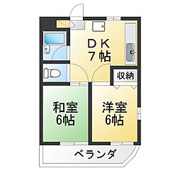 グランドール立川 2DKの間取図画像