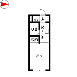 神明田口ハイツ 1Kの間取図画像